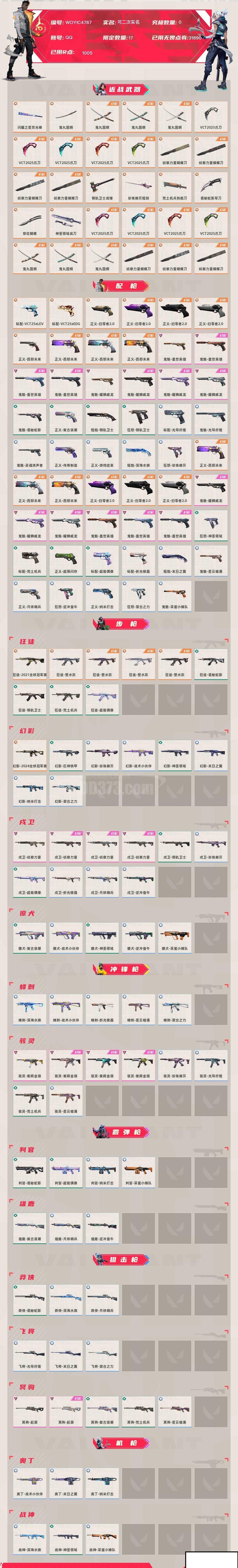 0正义 24冠军幻影 21冠军狂徒 侦察戍卫 vct标配总皮肤98 终极0 传奇